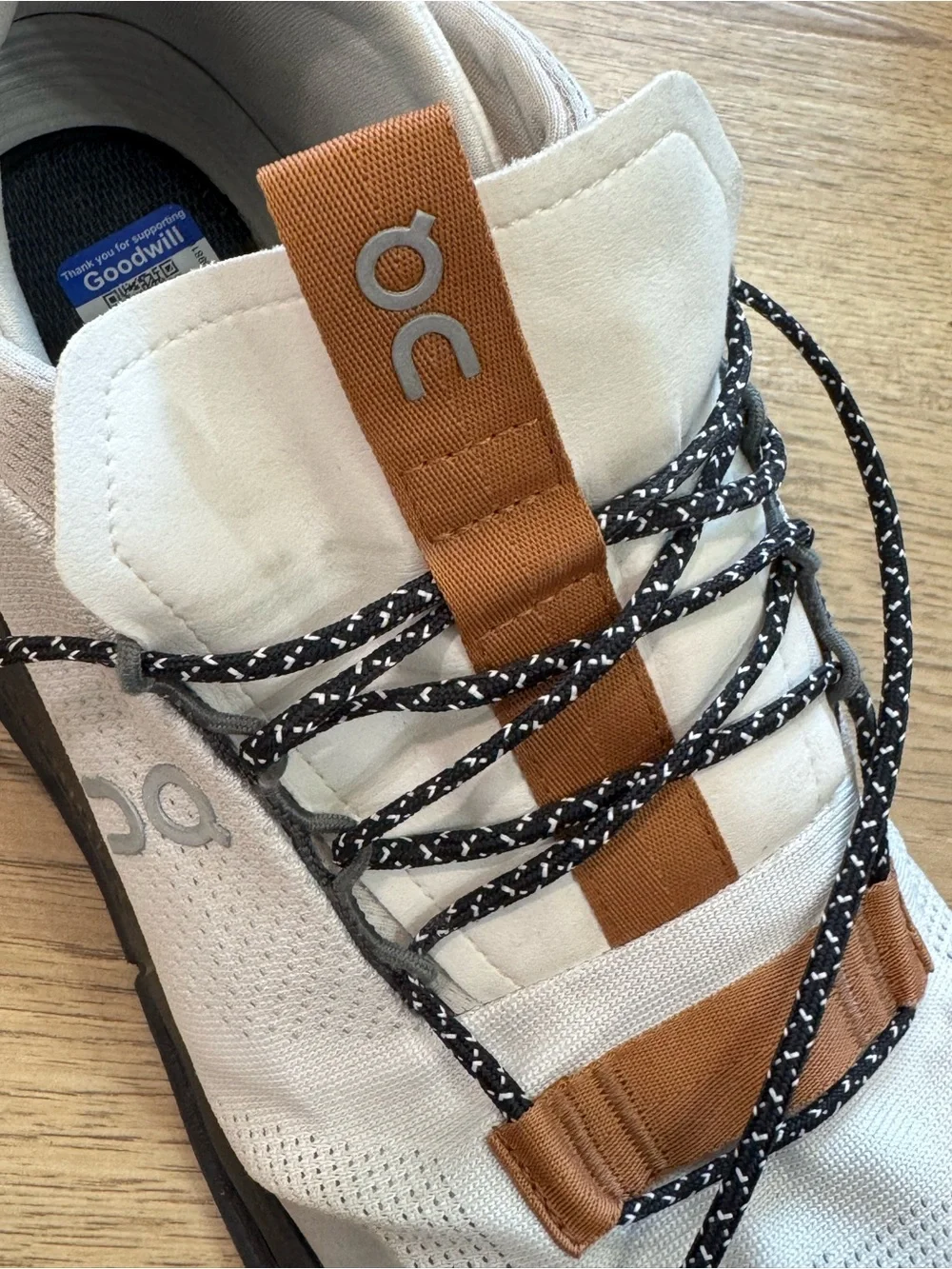 On Running Men's White and Brown Sneakers with Black Sole